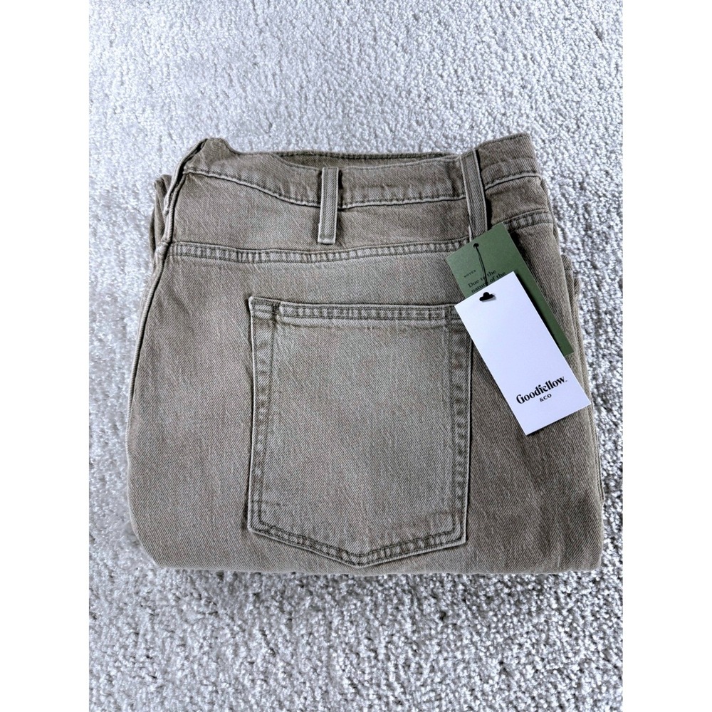 Goodfellow & Co Mens Relaxed Fit Total Flex Jeans 44x34 Tan Khaki Faded Denim